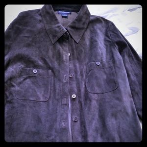 Ann Taylor Leather Button-Down Shirt